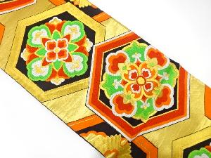 アンティーク　花亀甲模様織出し袋帯（着用可）